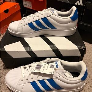 Adidas Men's street talk White Sneakers with Blue Stripes